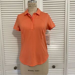 Lululemon Quick-Drying Short Sleeve Polo Shirt Sunny Coral/Orange Sz-S NWT!